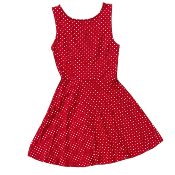 Forever 21 Dresses & Skirts - Forever 21 - Red Polka Dot Mini Dress with Bow Tie Back - Size S